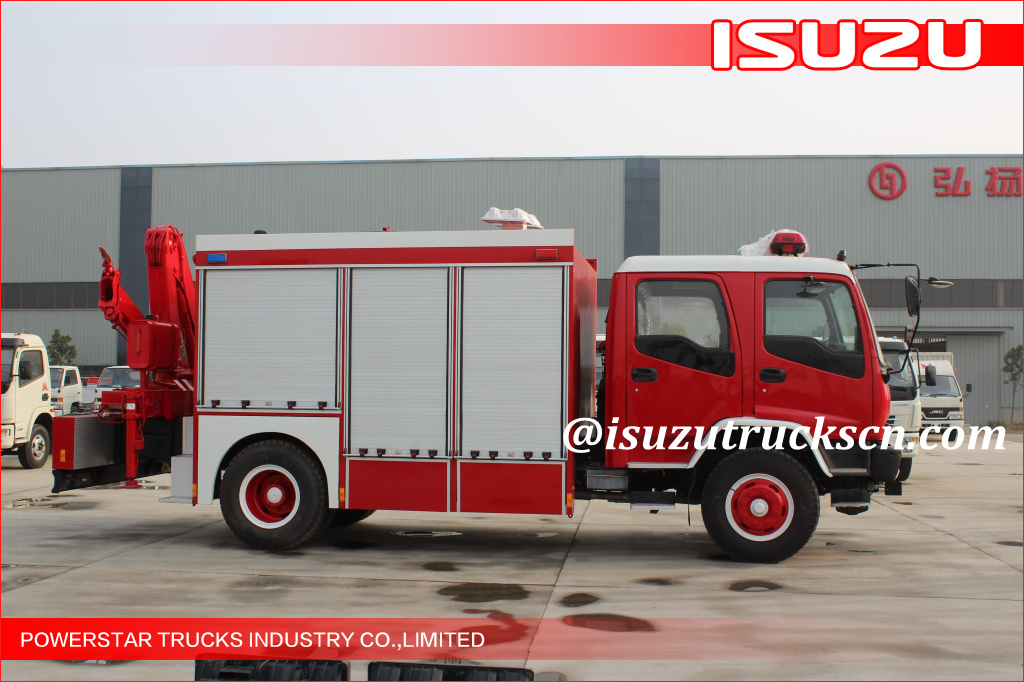 2015 Isuzu Lighting Veicolo dei vigili del fuoco di emergenza con autogru per LAOS