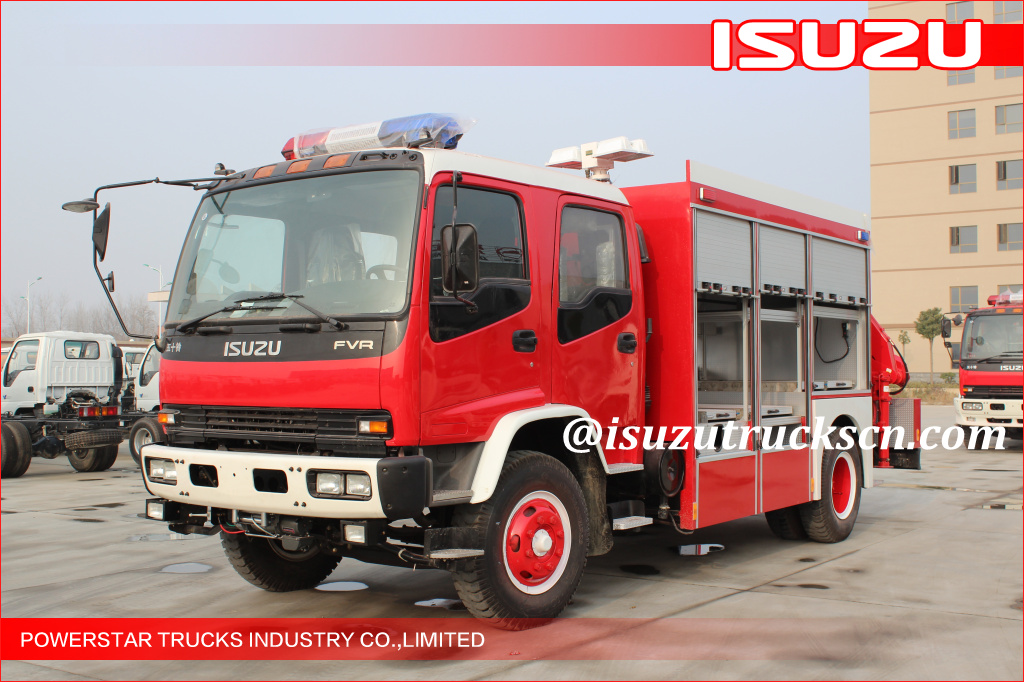 2015 Isuzu Lighting Veicolo dei vigili del fuoco di emergenza con autogru per LAOS