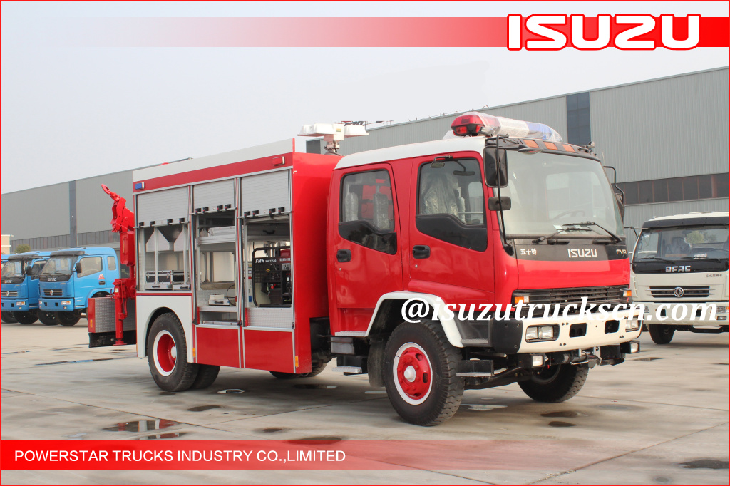 2015 Isuzu Lighting Veicolo dei vigili del fuoco di emergenza con autogru per LAOS