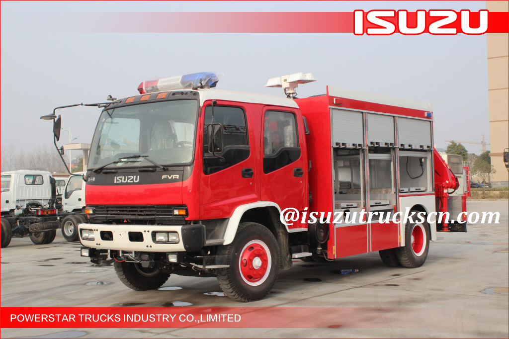 2015 Isuzu Lighting Veicolo dei vigili del fuoco di emergenza con autogru per LAOS