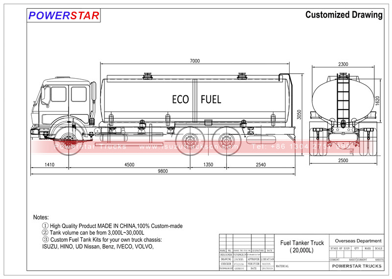 petrol fuel tank Hino700 oil tanker trucks drawing