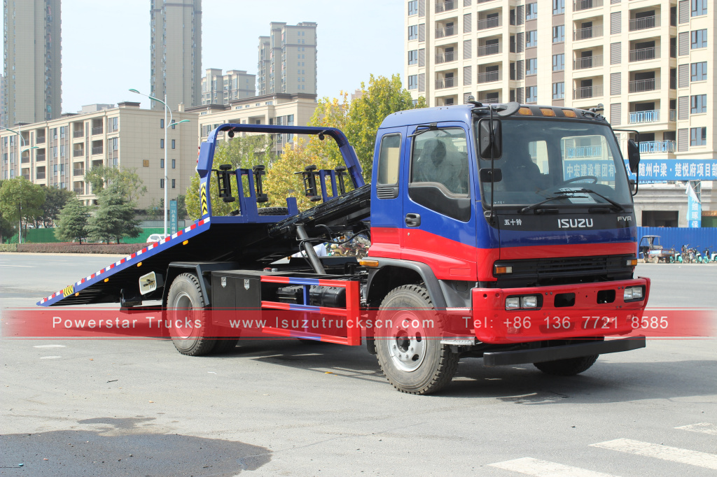 Japan ISUZU FVR 6HK1 4*2 Road Rescue Recovery breakdown Flatbed Tow wrecker truck For Sale