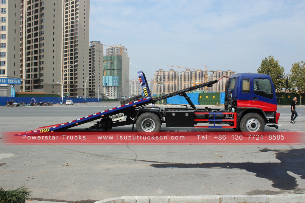 Japan ISUZU FVR 6HK1 4*2 Road Rescue Recovery breakdown Flatbed Tow wrecker truck For Sale