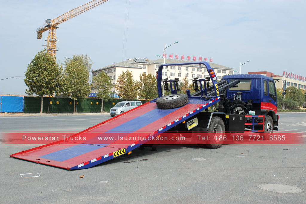 Japan ISUZU FVR 6HK1 4*2 Road Rescue Recovery breakdown Flatbed Tow wrecker truck For Sale