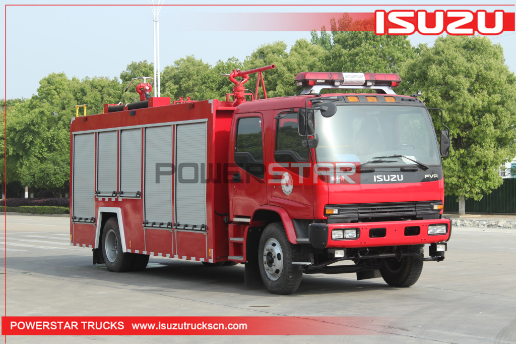 Autopompa antincendio per camion dei pompieri con telaio ISUZU FVR in polvere secca e schiuma