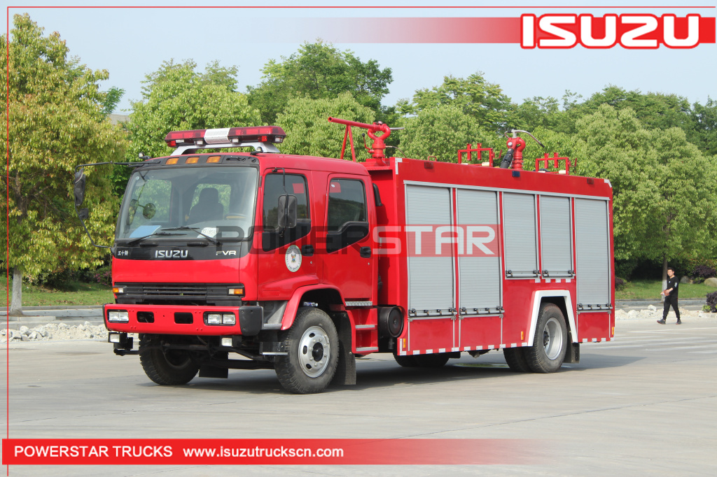 Autopompa antincendio per camion dei pompieri con telaio ISUZU FVR in polvere secca e schiuma