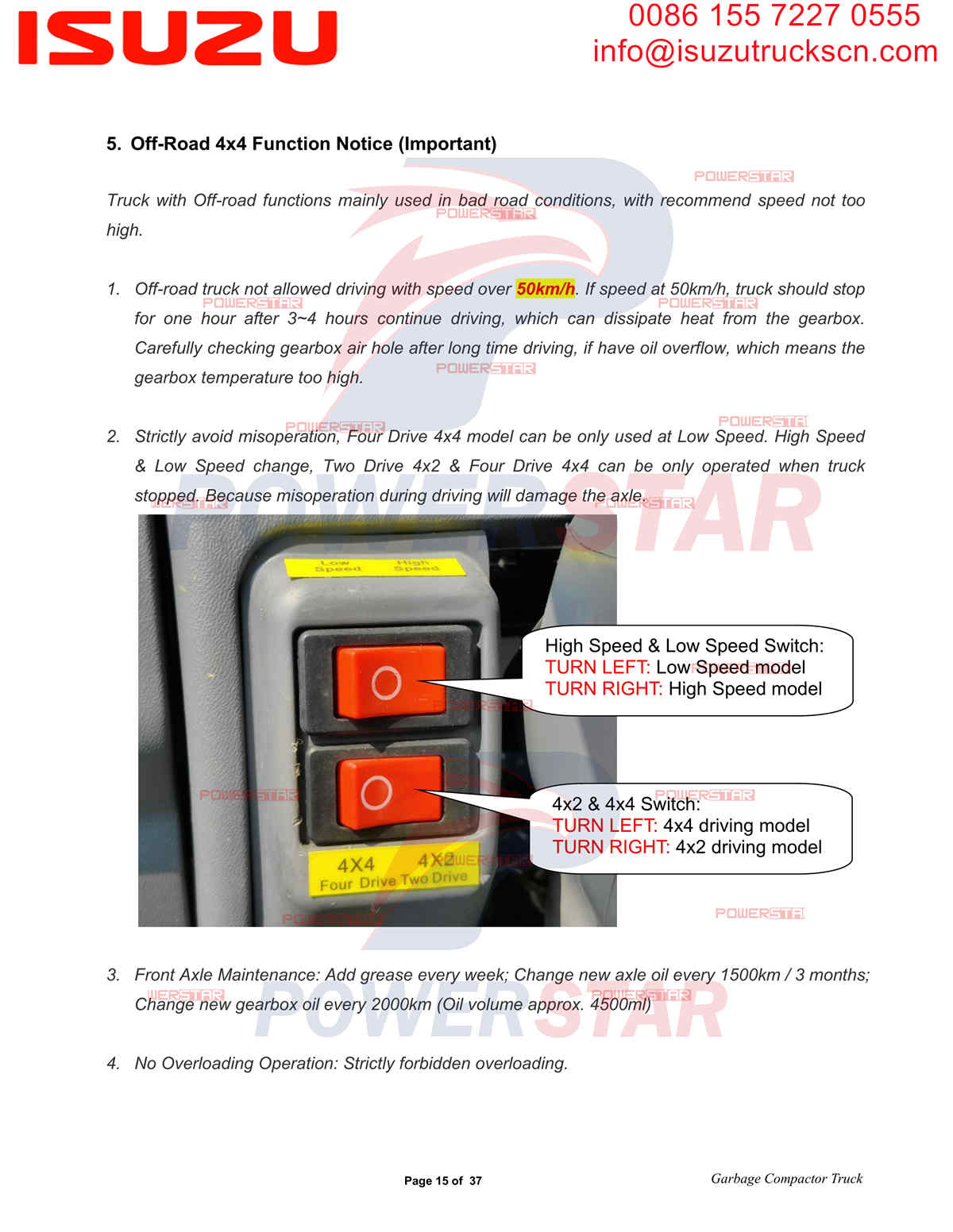 Manuale operativo del compattatore per rifiuti POWERSTAR