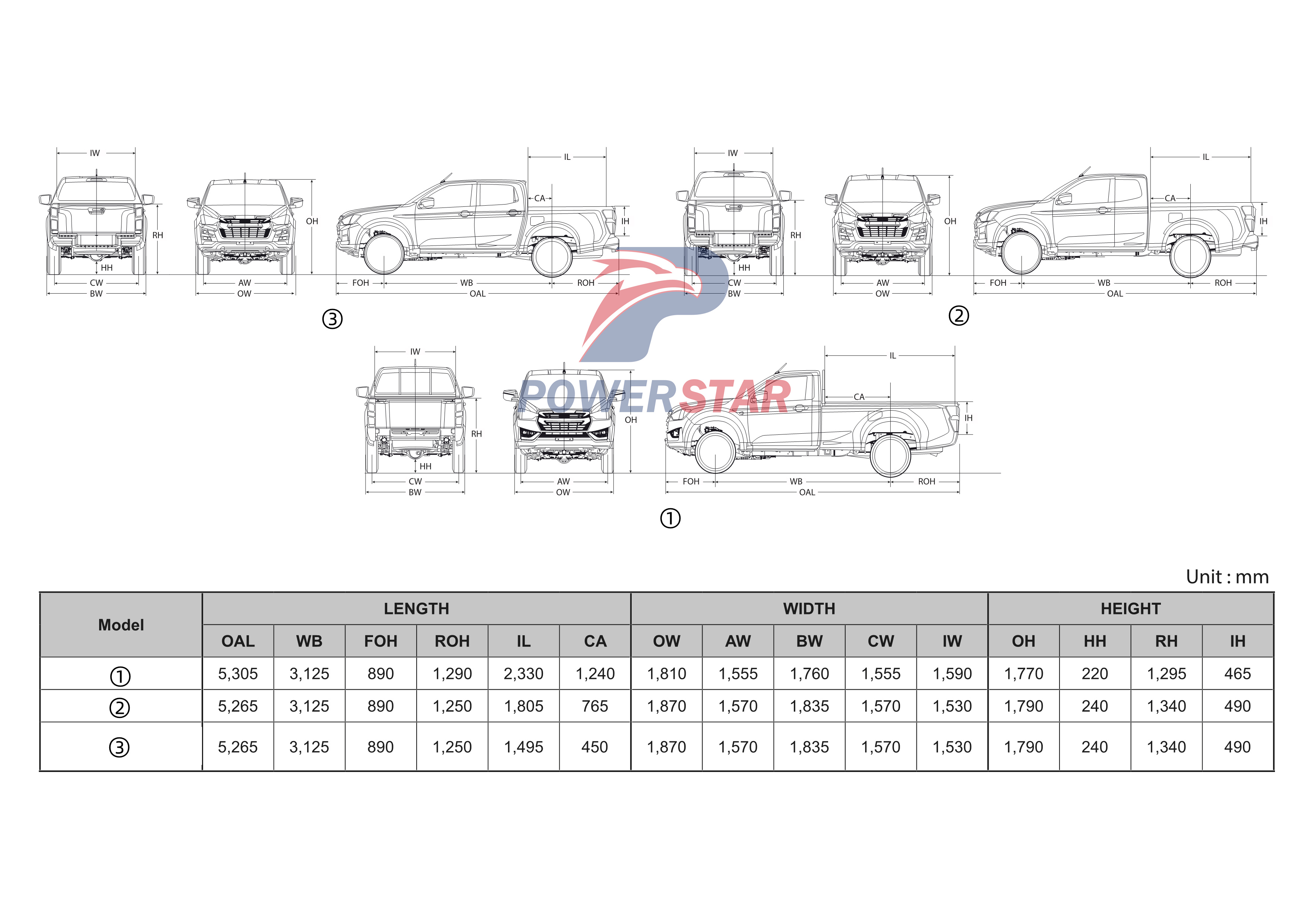 Veicolo leggero della serie pick-up Isuzu