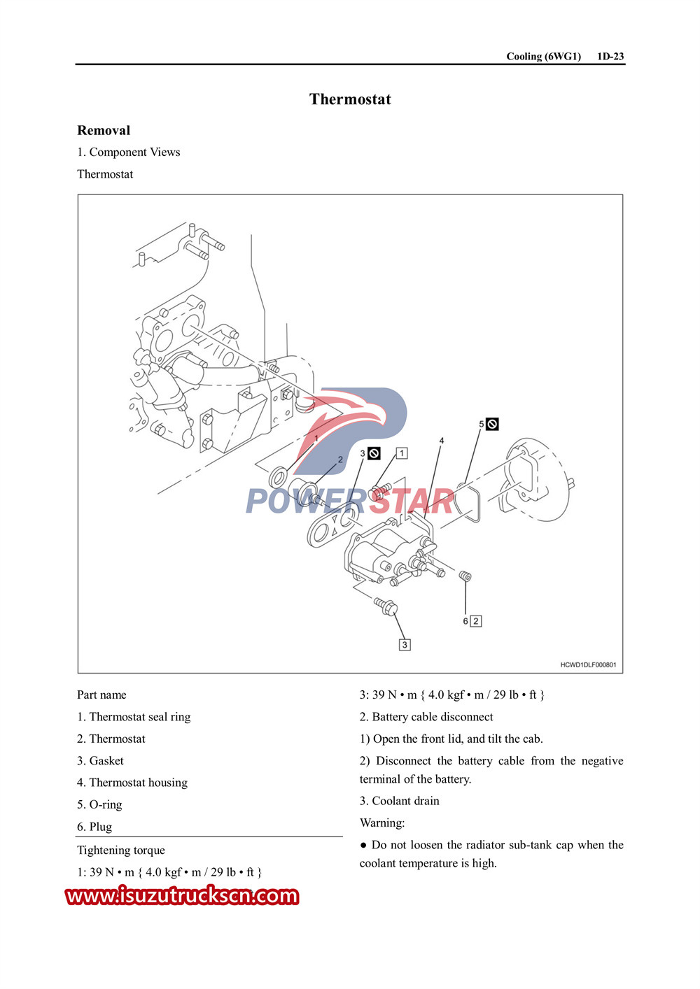 Manuale di servizio raffreddamento motore Isuzu 6WG1 e trasmissione ZF