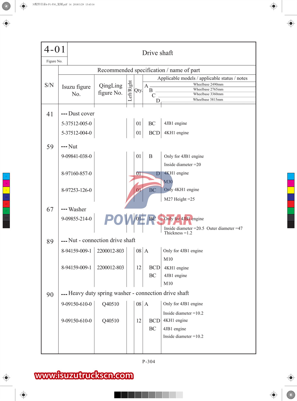 Catalogo ricambi commerciali Isuzu serie N1