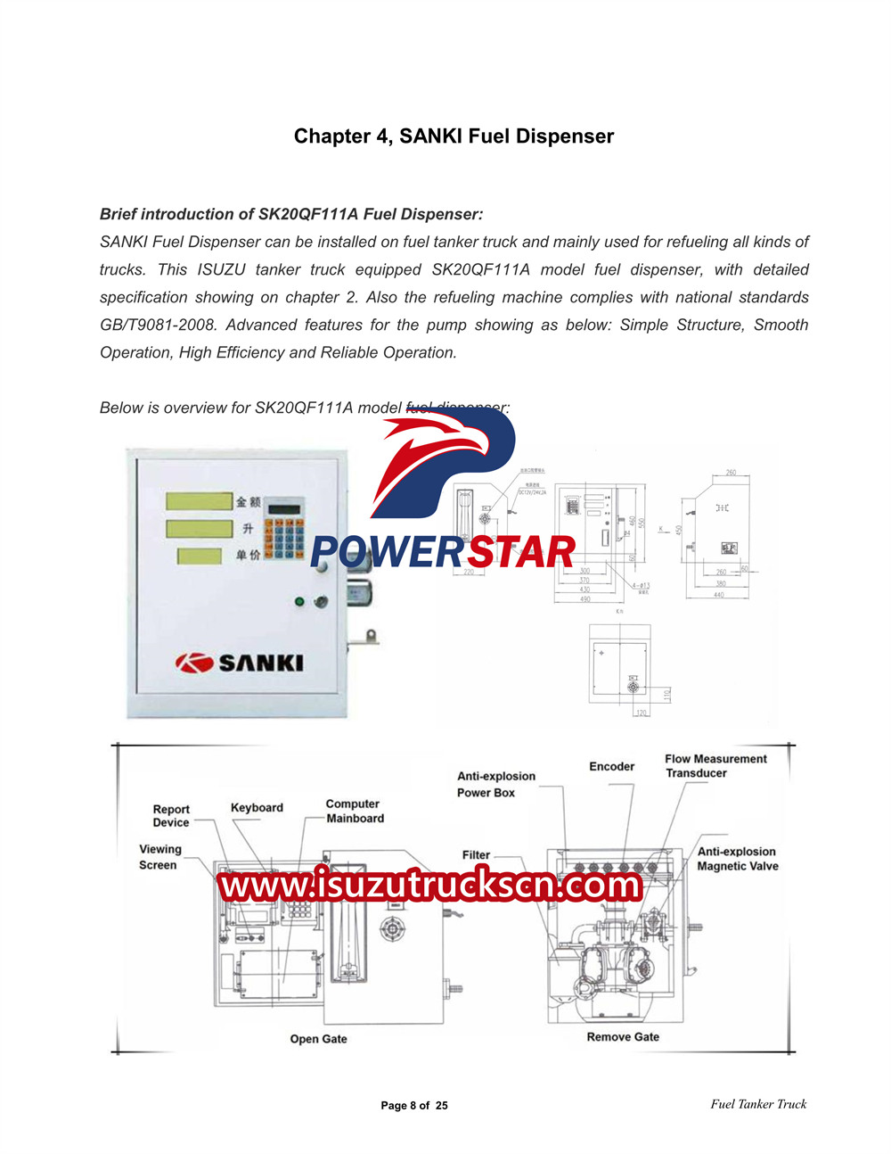 Manuale utente del camion cisterna per carburante Isuzu ELF 3CBM