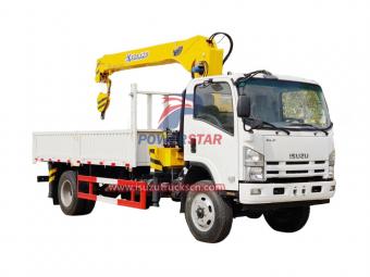 Used 4x4 Isuzu NPR Dropside Cargo Trucks with boom crane