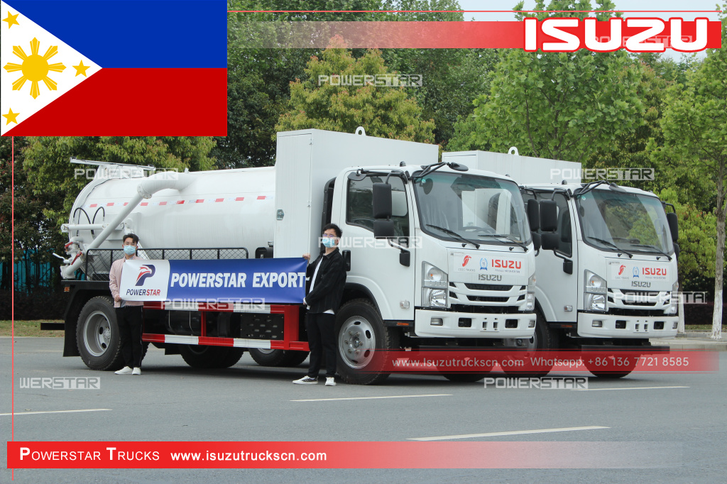 Filippine - Camion cisterna settica ISUZU NPR per liquami con pompa MORO
    