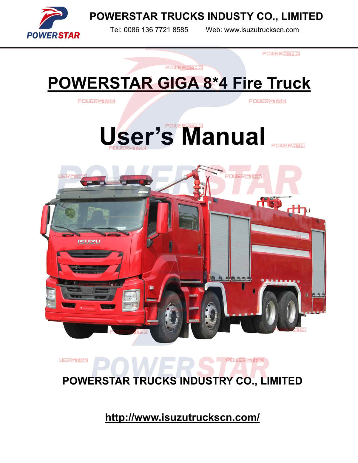 Manuale dei camion antincendio Etiopia ISUZU GIGA 8*4 con acqua, schiuma e polvere
    