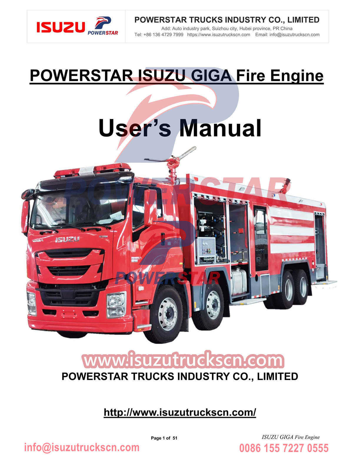 Manuale operativo ISUZU GIGA Fire Engine esportazione Congo RDC
    