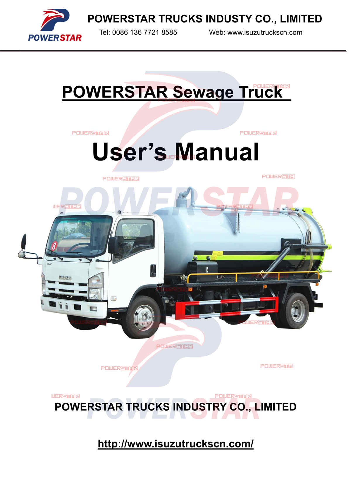 Manuale dell'operatore del camion delle acque reflue Isuzu NPR 8000 litri esportazione Dubai
    