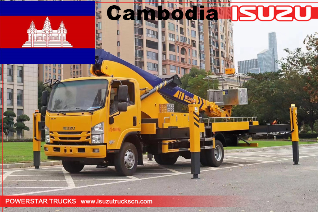 Cambogia - Carrello elevatore aereo con benna ISUZU
    