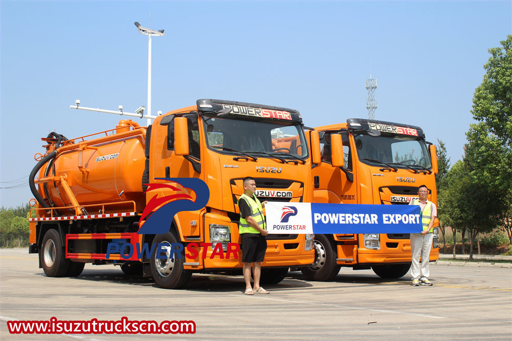 2 camion isuzu combinati con getto d'aria vengono esportati nelle Filippine