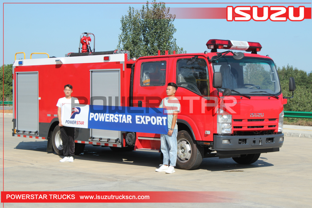 Camion dei vigili del fuoco della schiuma di Powerstar Isuzu Nqr 700p 4*2 4HK1-TC51 190HP
    