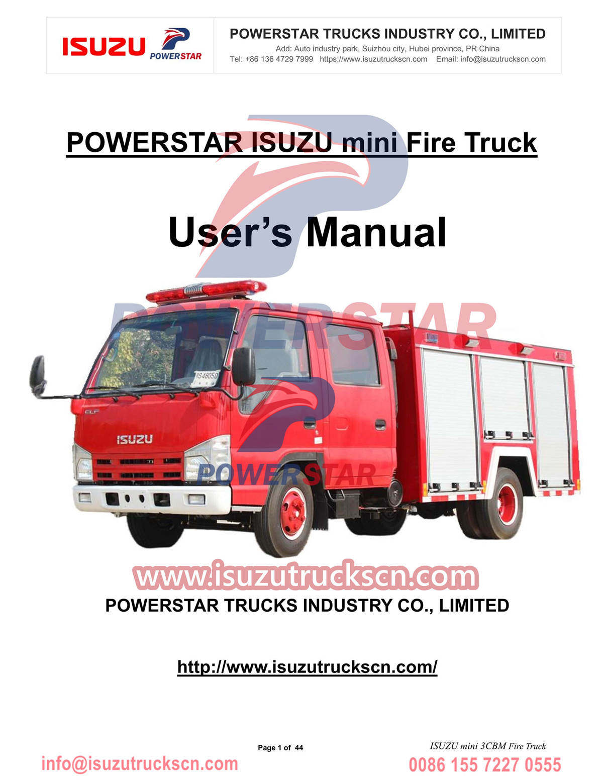 ISUZU mini camion dei pompieri Manuale esportazione Palau
    