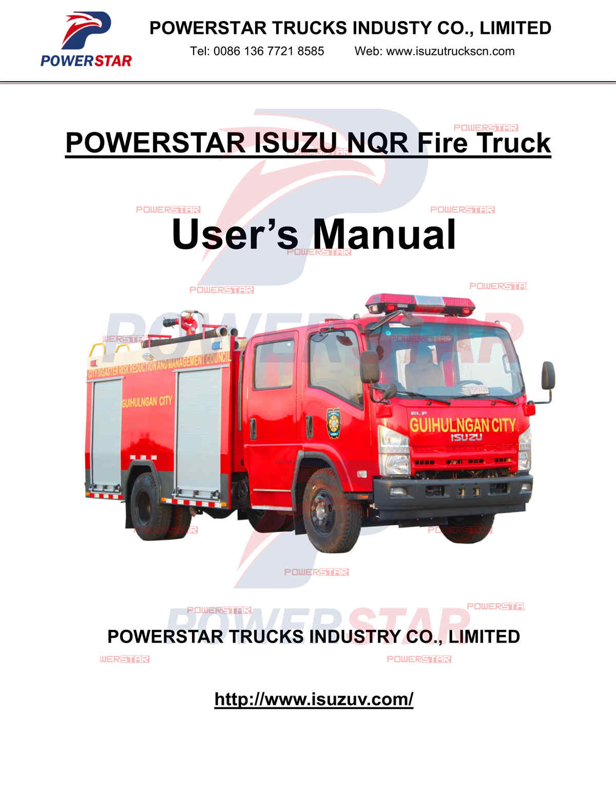 Manuale dell'utente dei camion antincendio Filippine Davao ISUZU NQR 190HP
    